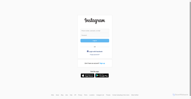 Security scan screenshot of https://instagram-log-in.vercel.app/