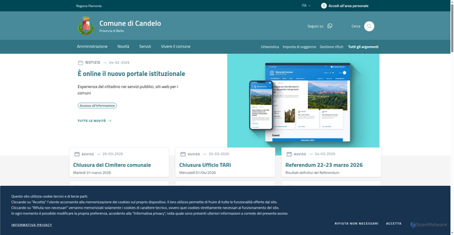 Security scan screenshot of https://www.comune.candelo.bi.it/