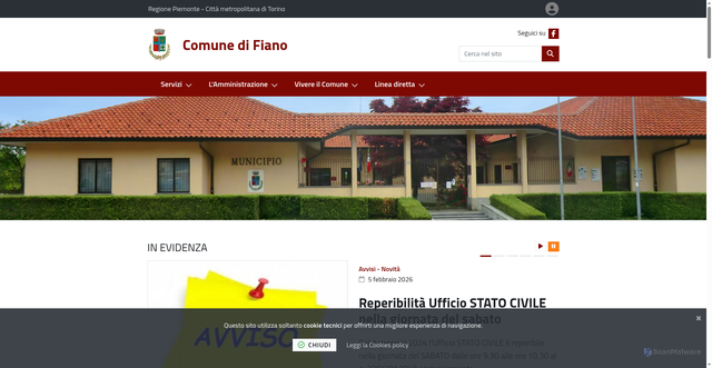Security scan screenshot of https://www.comune.fiano.to.it