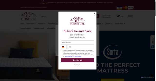 Security scan screenshot of https://watsons87furniture.com