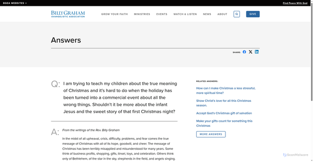 Security scan screenshot of https://billygraham.org/answers/what-is-the-deeper-meaning-of-christmas