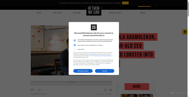 Security scan screenshot of https://www.becauseofthemwecan.com/blogs/news/meet-damola-adamolekun-the-36-year-old-ceo-leading-red-lobster-into-a-new-era