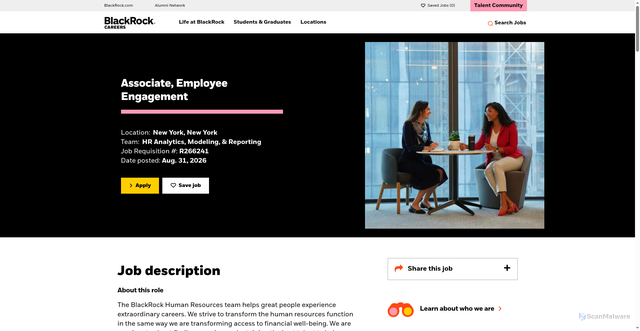 Security scan screenshot of https://careers.blackrock.com/job/new-york/associate-employee-engagement/45831/99981938624