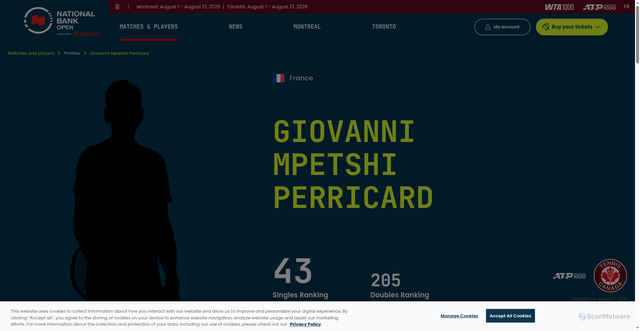 Security scan screenshot of https://nationalbankopen.com/matches-players/players/giovanni.mpetshi-perricard-2