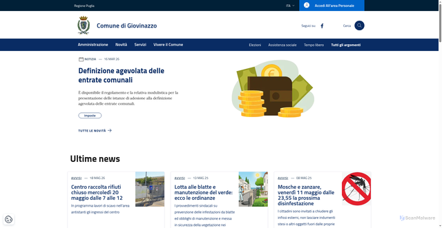 Security scan screenshot of https://www.comune.giovinazzo.ba.it