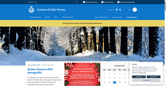 Security scan screenshot of https://www.comune.villarperosa.to.it/