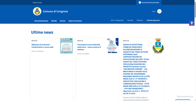 Security scan screenshot of https://comune.cerignola.fg.it/