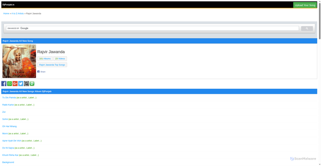 Security scan screenshot of https://djpunjab.is/artist/rajvir-jawanda