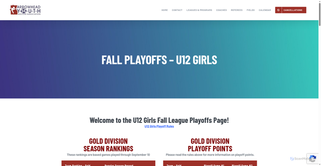 Security scan screenshot of https://arrowheadsoccer.com/fall-playoffs-u12girls/