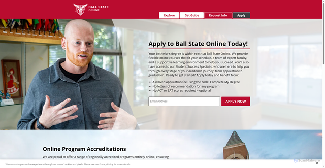 Security scan screenshot of https://go.onlinedegree.bsu.edu