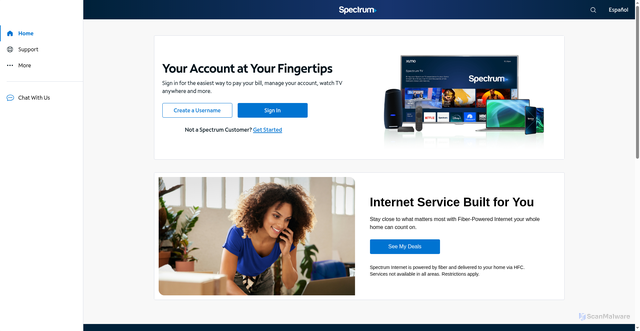 Security scan screenshot of https://spectrum.net