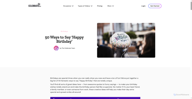 Security scan screenshot of https://www.celebrate.buzz/blog/50-ways-to-say-happy-birthday