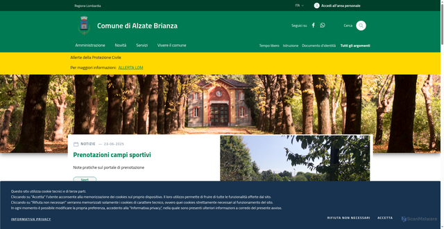 Security scan screenshot of https://www.comune.alzate-brianza.co.it/