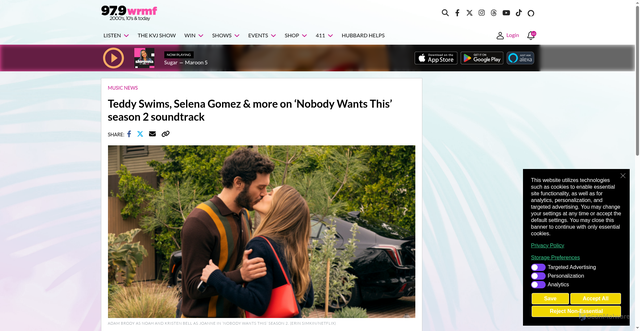 Security scan screenshot of https://www.wrmf.com/teddy-swims-selena-gomez-more-on-nobody-wants-this-season-2-soundtrack/