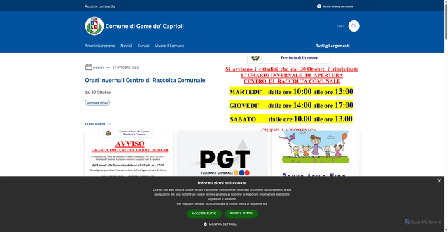 Security scan screenshot of https://www.comune.gerredecaprioli.cr.it/it