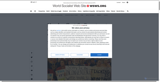 Security scan screenshot of https://www.wsws.org/en/articles/2025/10/15/wqat-o15.html