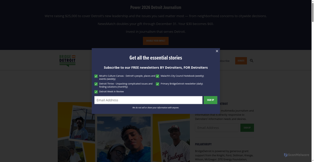 Security scan screenshot of https://www.bridgedetroit.com/