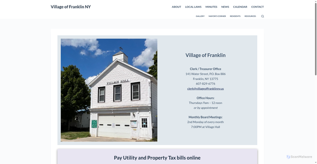Security scan screenshot of https://villageoffranklinny.us/
