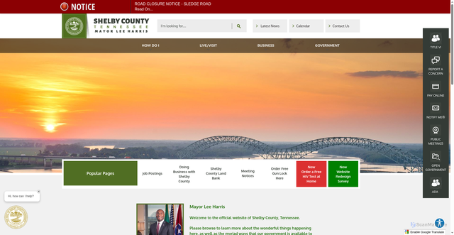 Security scan screenshot of https://shelbycountytn.gov/