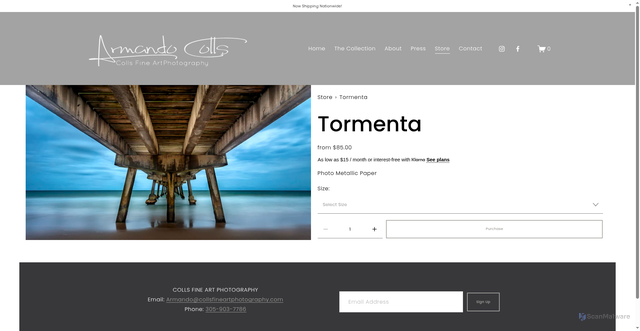 Security scan screenshot of https://www.armandocolls.com/store/p/tormenta