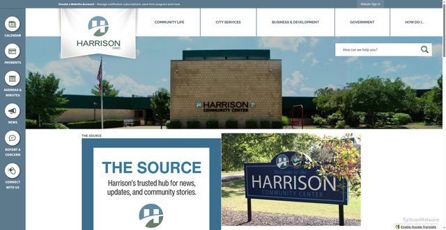 Security scan screenshot of https://harrisonohio.gov/
