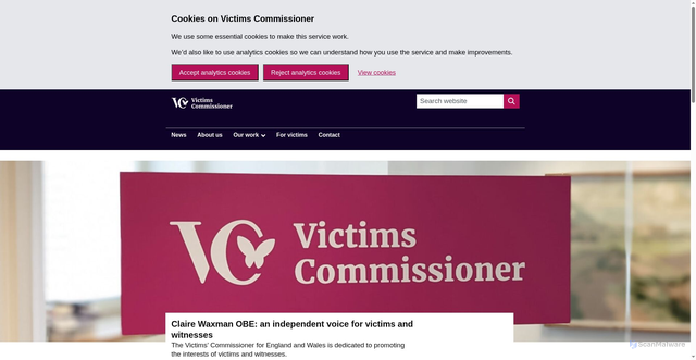 Security scan screenshot of https://victimscommissioner.org.uk/