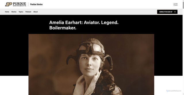 Security scan screenshot of https://stories.purdue.edu/amelia-earhart-aviator-legend-boilermaker/