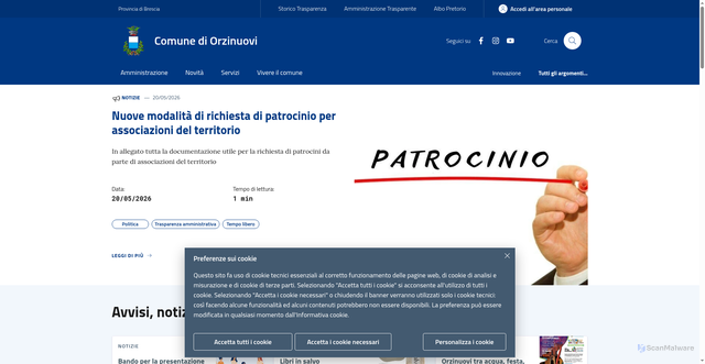 Security scan screenshot of https://www.comune.orzinuovi.bs.it