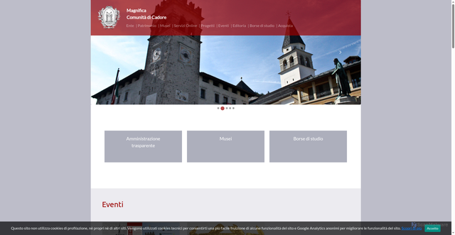 Security scan screenshot of https://www.magnificacomunitadicadore.it/cadore/index.php