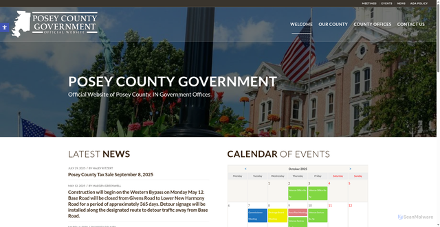 Security scan screenshot of https://www.poseycountyin.gov/