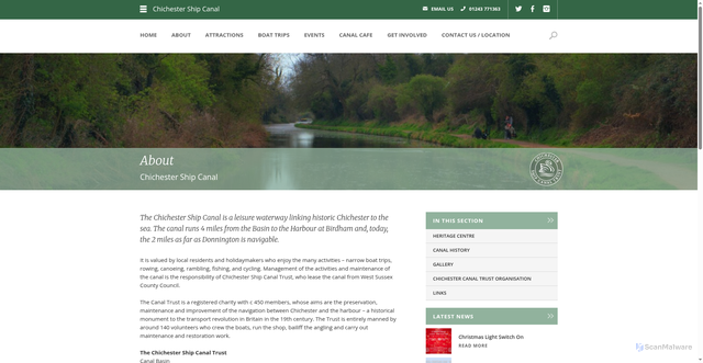 Security scan screenshot of https://chichestercanal.org.uk/about-chichester-canal/