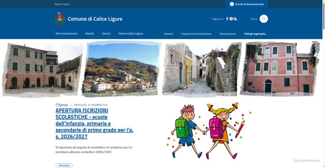 Security scan screenshot of https://www.comune.calice-ligure.sv.it/
