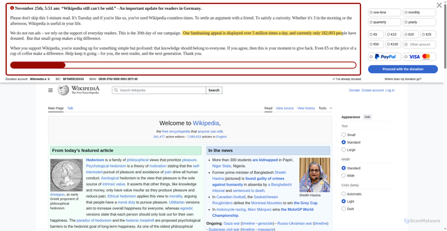 Security scan screenshot of https://en.wikipedia.org/