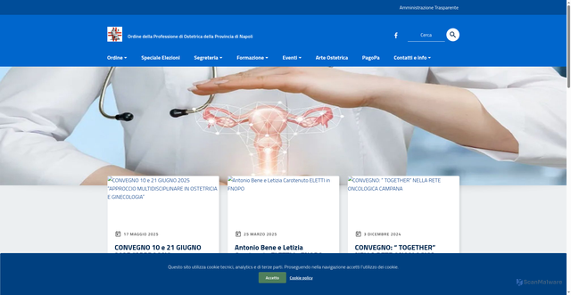 Security scan screenshot of https://www.ordineostetrichenapoli.it/