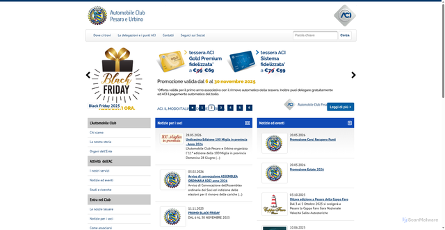 Security scan screenshot of https://www.pesarourbino.aci.it