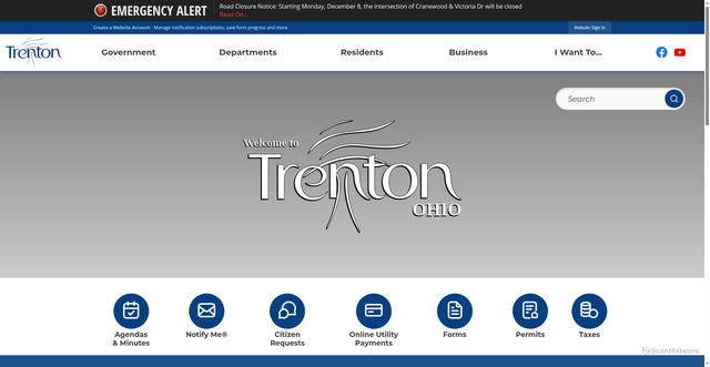Security scan screenshot of https://trentonoh.gov/