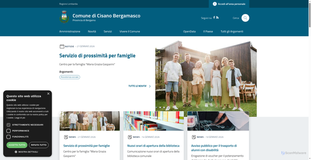 Security scan screenshot of https://www.comune.cisano.bg.it/