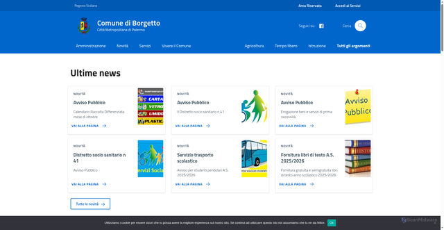 Security scan screenshot of https://www.comune.borgetto.pa.it/