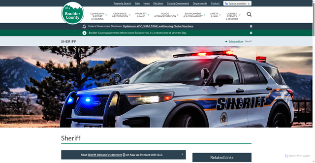 Security scan screenshot of https://bouldercounty.gov/safety/sheriff/