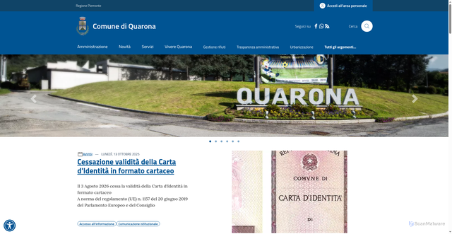 Security scan screenshot of https://www.comune.quarona.vc.it/