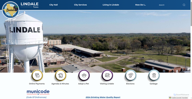 Security scan screenshot of https://www.lindaletx.gov/