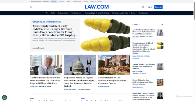 Security scan screenshot of https://link.law.com