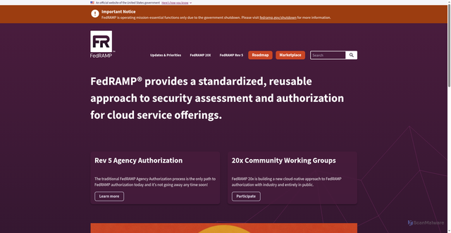 Security scan screenshot of https://www.fedramp.gov/