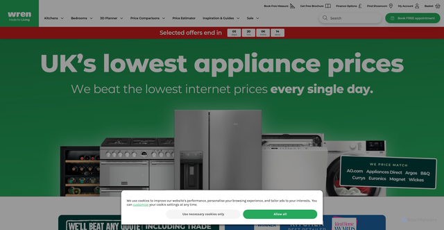 Security scan screenshot of https://www.wrenkitchens.com