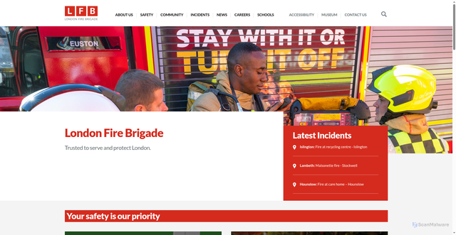 Security scan screenshot of https://www.london-fire.gov.uk/