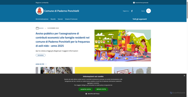 Security scan screenshot of https://www.comunedipadernoponchielli.cr.it/it