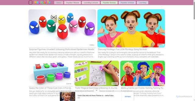 Security scan screenshot of https://heykids.tv