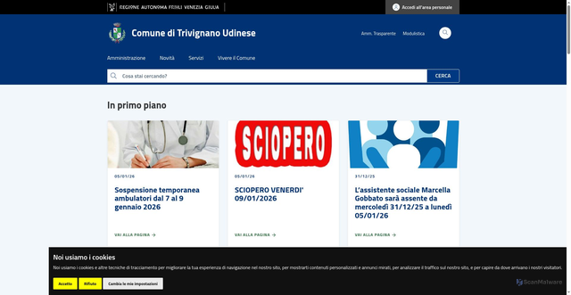 Security scan screenshot of https://www.comune.trivignano-udinese.ud.it/