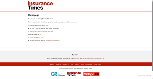 Security scan screenshot of https://account.insurancetimes.co.uk