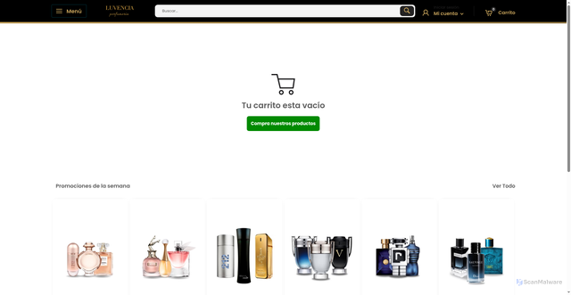 Security scan screenshot of https://luvenciaperfumeria.shop/cart